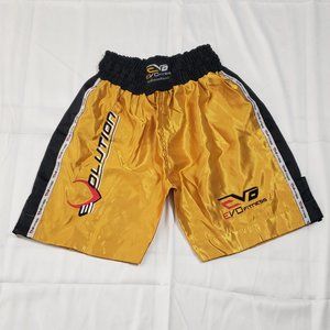 EVO Fitness Golden Satin Fight Kick Martial Arts Boxing Trunks Large NWOT Mens